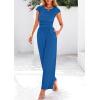 imagePRETTYGARDEN Summer Jumpsuits for Women Dressy 2025 Ribbed Cap Sleeve Wide Leg Pants Rompers Elegant Casual One Piece OutfitsBlue