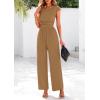 imagePRETTYGARDEN Summer Jumpsuits for Women Dressy 2025 Ribbed Cap Sleeve Wide Leg Pants Rompers Elegant Casual One Piece OutfitsCamel