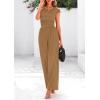imagePRETTYGARDEN Summer Jumpsuits for Women Dressy 2025 Ribbed Cap Sleeve Wide Leg Pants Rompers Elegant Casual One Piece OutfitsCamel