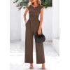 imagePRETTYGARDEN Summer Jumpsuits for Women Dressy 2025 Ribbed Cap Sleeve Wide Leg Pants Rompers Elegant Casual One Piece OutfitsCoffee