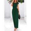 imagePRETTYGARDEN Summer Jumpsuits for Women Dressy 2025 Ribbed Cap Sleeve Wide Leg Pants Rompers Elegant Casual One Piece OutfitsDark Green