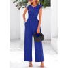 imagePRETTYGARDEN Summer Jumpsuits for Women Dressy 2025 Ribbed Cap Sleeve Wide Leg Pants Rompers Elegant Casual One Piece OutfitsDeep Blue