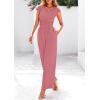 imagePRETTYGARDEN Summer Jumpsuits for Women Dressy 2025 Ribbed Cap Sleeve Wide Leg Pants Rompers Elegant Casual One Piece OutfitsDusty Pink