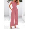 imagePRETTYGARDEN Summer Jumpsuits for Women Dressy 2025 Ribbed Cap Sleeve Wide Leg Pants Rompers Elegant Casual One Piece OutfitsDusty Pink