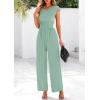 imagePRETTYGARDEN Summer Jumpsuits for Women Dressy 2025 Ribbed Cap Sleeve Wide Leg Pants Rompers Elegant Casual One Piece OutfitsGrey Green