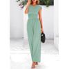imagePRETTYGARDEN Summer Jumpsuits for Women Dressy 2025 Ribbed Cap Sleeve Wide Leg Pants Rompers Elegant Casual One Piece OutfitsGrey Green