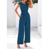 imagePRETTYGARDEN Summer Jumpsuits for Women Dressy 2025 Ribbed Cap Sleeve Wide Leg Pants Rompers Elegant Casual One Piece OutfitsLake Blue