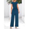 imagePRETTYGARDEN Summer Jumpsuits for Women Dressy 2025 Ribbed Cap Sleeve Wide Leg Pants Rompers Elegant Casual One Piece OutfitsLake Blue