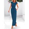 imagePRETTYGARDEN Summer Jumpsuits for Women Dressy 2025 Ribbed Cap Sleeve Wide Leg Pants Rompers Elegant Casual One Piece OutfitsLake Blue