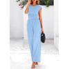 imagePRETTYGARDEN Summer Jumpsuits for Women Dressy 2025 Ribbed Cap Sleeve Wide Leg Pants Rompers Elegant Casual One Piece OutfitsLight Blue