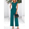imagePRETTYGARDEN Summer Jumpsuits for Women Dressy 2025 Ribbed Cap Sleeve Wide Leg Pants Rompers Elegant Casual One Piece OutfitsMalachite Green