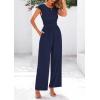 imagePRETTYGARDEN Summer Jumpsuits for Women Dressy 2025 Ribbed Cap Sleeve Wide Leg Pants Rompers Elegant Casual One Piece OutfitsNavy