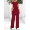 imagePRETTYGARDEN Summer Jumpsuits for Women Dressy 2025 Ribbed Cap Sleeve Wide Leg Pants Rompers Elegant Casual One Piece OutfitsWine Red