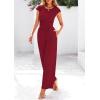 imagePRETTYGARDEN Summer Jumpsuits for Women Dressy 2025 Ribbed Cap Sleeve Wide Leg Pants Rompers Elegant Casual One Piece OutfitsWine Red