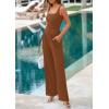 imagePRETTYGARDEN Summer Sleeveless Jumpsuits for Women Dressy Square Neck Wide Leg Pants Knit One Piece Rompers Fashion ClothingBrown