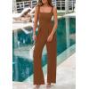 imagePRETTYGARDEN Summer Sleeveless Jumpsuits for Women Dressy Square Neck Wide Leg Pants Knit One Piece Rompers Fashion ClothingBrown