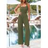 imagePRETTYGARDEN Summer Sleeveless Jumpsuits for Women Dressy Square Neck Wide Leg Pants Knit One Piece Rompers Fashion ClothingLight Army Green