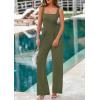 imagePRETTYGARDEN Summer Sleeveless Jumpsuits for Women Dressy Square Neck Wide Leg Pants Knit One Piece Rompers Fashion ClothingLight Army Green