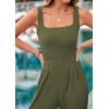 imagePRETTYGARDEN Summer Sleeveless Jumpsuits for Women Dressy Square Neck Wide Leg Pants Knit One Piece Rompers Fashion ClothingLight Army Green