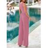 imagePRETTYGARDEN Summer Sleeveless Jumpsuits for Women Dressy Square Neck Wide Leg Pants Knit One Piece Rompers Fashion ClothingPink