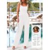 imagePRETTYGARDEN Summer Sleeveless Jumpsuits for Women Dressy Square Neck Wide Leg Pants Knit One Piece Rompers Fashion ClothingWhite