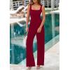imagePRETTYGARDEN Summer Sleeveless Jumpsuits for Women Dressy Square Neck Wide Leg Pants Knit One Piece Rompers Fashion ClothingWine Red