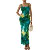 imagePRETTYGARDEN Summer Wedding Guest Dresses for Women 2025 Spaghetti Strap Mesh Bodycon Beach Floral Maxi Long DressesFloral Green