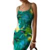 imagePRETTYGARDEN Summer Wedding Guest Dresses for Women 2025 Spaghetti Strap Mesh Bodycon Beach Floral Maxi Long DressesFloral Green