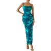 imagePRETTYGARDEN Summer Wedding Guest Dresses for Women 2025 Spaghetti Strap Mesh Bodycon Beach Floral Maxi Long DressesFloral Lake Blue