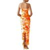 imagePRETTYGARDEN Summer Wedding Guest Dresses for Women 2025 Spaghetti Strap Mesh Bodycon Beach Floral Maxi Long DressesFloral Light Orange
