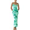 imagePRETTYGARDEN Summer Wedding Guest Dresses for Women 2025 Spaghetti Strap Mesh Bodycon Beach Floral Maxi Long DressesFloral White Light Green