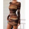 imagePRETTYGARDEN Women Long Sleeve Mini Fall Dress 2025 Tie Dye Print Bodycon Cocktail Party Club Outfits Homecoming DressesBrown Floral