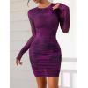imagePRETTYGARDEN Women Long Sleeve Mini Fall Dress 2025 Tie Dye Print Bodycon Cocktail Party Club Outfits Homecoming DressesFloral Purple