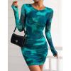 imagePRETTYGARDEN Women Long Sleeve Mini Fall Dress 2025 Tie Dye Print Bodycon Cocktail Party Club Outfits Homecoming DressesLake Blue Floral