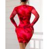 imagePRETTYGARDEN Women Long Sleeve Mini Fall Dress 2025 Tie Dye Print Bodycon Cocktail Party Club Outfits Homecoming DressesRed Floral