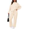 imagePRETTYGARDEN Womens 2 Piece Outfits 2025 Fall Long Sleeve Sweatshirt Wide Leg Pants Lounge Sets Winter Sweatsuits TracksuitBeige