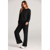 imagePRETTYGARDEN Womens 2 Piece Outfits 2025 Fall Long Sleeve Sweatshirt Wide Leg Pants Lounge Sets Winter Sweatsuits TracksuitBlack