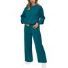 imagePRETTYGARDEN Womens 2 Piece Outfits 2025 Fall Long Sleeve Sweatshirt Wide Leg Pants Lounge Sets Winter Sweatsuits TracksuitBlue Green