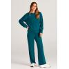 imagePRETTYGARDEN Womens 2 Piece Outfits 2025 Fall Long Sleeve Sweatshirt Wide Leg Pants Lounge Sets Winter Sweatsuits TracksuitBlue Green