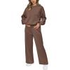 imagePRETTYGARDEN Womens 2 Piece Outfits 2025 Fall Long Sleeve Sweatshirt Wide Leg Pants Lounge Sets Winter Sweatsuits TracksuitBrown