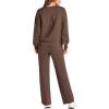 imagePRETTYGARDEN Womens 2 Piece Outfits 2025 Fall Long Sleeve Sweatshirt Wide Leg Pants Lounge Sets Winter Sweatsuits TracksuitBrown