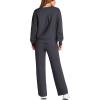 imagePRETTYGARDEN Womens 2 Piece Outfits 2025 Fall Long Sleeve Sweatshirt Wide Leg Pants Lounge Sets Winter Sweatsuits TracksuitDark Grey