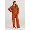 imagePRETTYGARDEN Womens 2 Piece Outfits 2025 Fall Long Sleeve Sweatshirt Wide Leg Pants Lounge Sets Winter Sweatsuits TracksuitOrange
