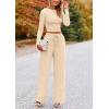 imagePRETTYGARDEN Womens 2 Piece Sets 2025 Fall Long Sleeve Crop Tops Wide Leg Pants Matching Outfit Tracksuits Fashion ClothingBeige