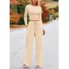 imagePRETTYGARDEN Womens 2 Piece Sets 2025 Fall Long Sleeve Crop Tops Wide Leg Pants Matching Outfit Tracksuits Fashion ClothingBeige
