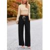imagePRETTYGARDEN Womens 2 Piece Sets 2025 Fall Long Sleeve Crop Tops Wide Leg Pants Matching Outfit Tracksuits Fashion ClothingBeige Black
