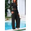 imagePRETTYGARDEN Womens 2 Piece Sets 2025 Fall Long Sleeve Crop Tops Wide Leg Pants Matching Outfit Tracksuits Fashion ClothingBlack