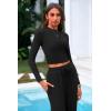imagePRETTYGARDEN Womens 2 Piece Sets 2025 Fall Long Sleeve Crop Tops Wide Leg Pants Matching Outfit Tracksuits Fashion ClothingBlack