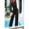 imagePRETTYGARDEN Womens 2 Piece Sets 2025 Fall Long Sleeve Crop Tops Wide Leg Pants Matching Outfit Tracksuits Fashion ClothingBlack
