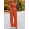 imagePRETTYGARDEN Womens 2 Piece Sets 2025 Fall Long Sleeve Crop Tops Wide Leg Pants Matching Outfit Tracksuits Fashion ClothingBrick Red